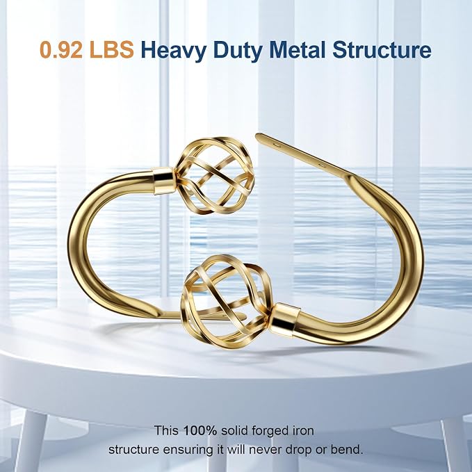 HIKMLK 2pcs Mirror Gold Curtain Holdbacks - Image 3