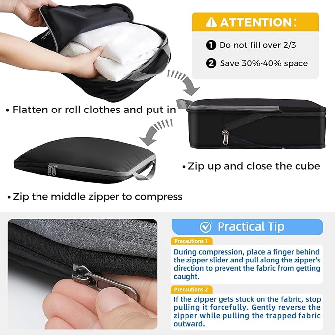 BAGAIL 4 Set/6 Set/8 Set Compression Packing Cubes Travel Accessories - Image 4