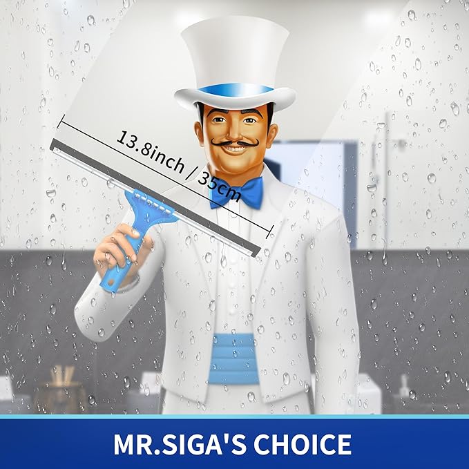 MR.SIGA Professional Window Squeegee & Microfiber Window Scrubber, 14 inch - Image 2