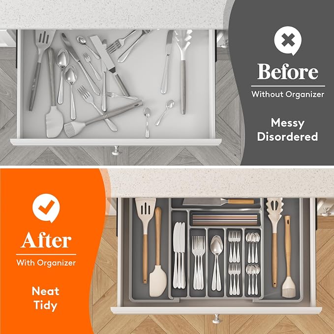 Lifewit Expandable Silverware Drawer Organizer, Kitchen Utensil Tray | BPA-free - Image 8