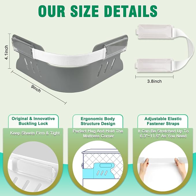Bed Sheet Holders for Corners, No More Loose Sheets, Easy Installation for Any - Image 3