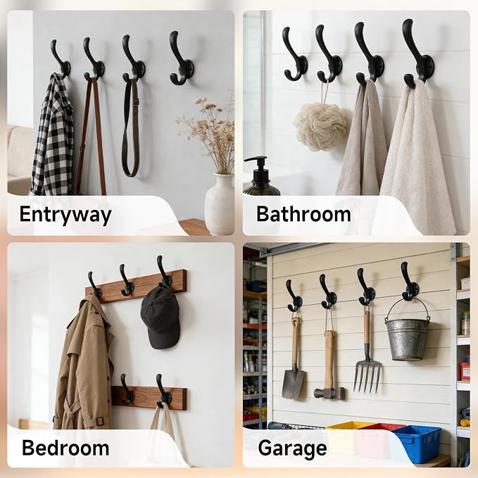4 Pack Coat Hooks Wall Mount, Heavy Duty Wall Hooks - Image 5