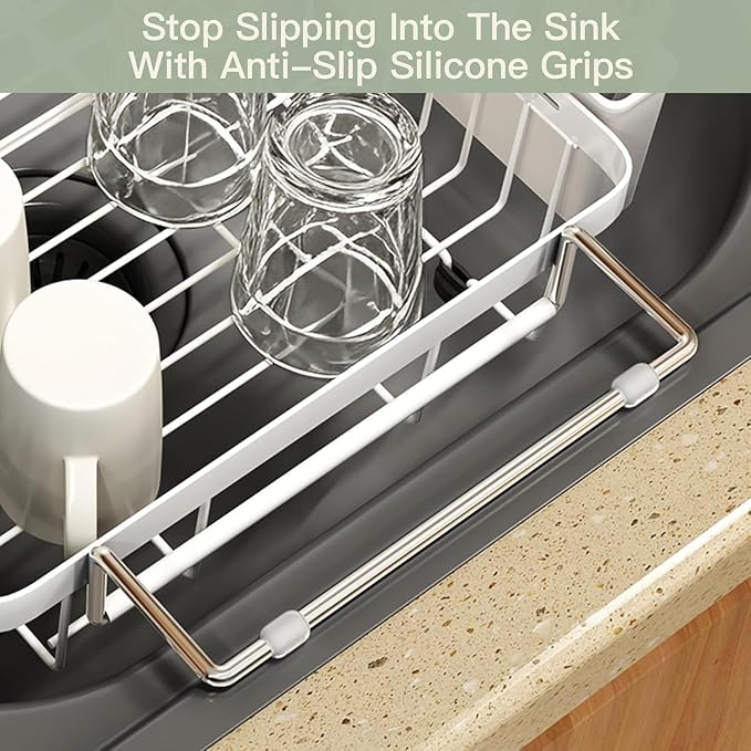 White Dish Drying Rack Over The Sink - Image 8