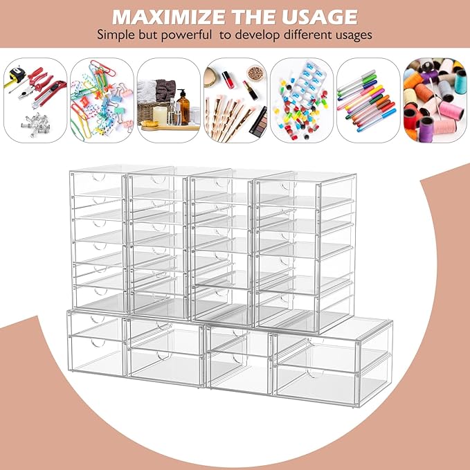 Acrylic 2-Pack 7-Drawer Makeup & Storage Organizer - Image 4
