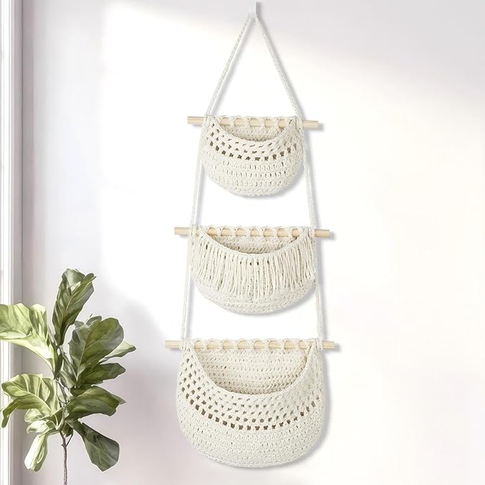 Boho Style Handwoven Rope Hanging Basket by GLDFI