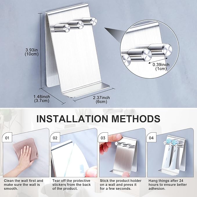 Electric Toothbrush Head Holder, Tabletop or Self Adhesive Tooth Brushing Holder - Image 9