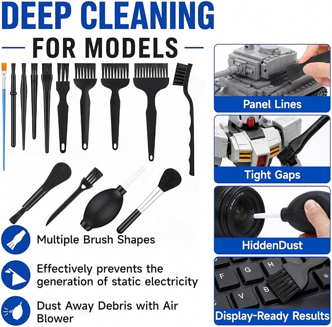15 Pcs Anti Static Model Cleaning Brush Kit Dusting Tool Set - Image 3