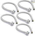 Stainless Steel Braided Water Connectors with Reinforced PVC Inner Hose for Toilets, 3/8" Compression x 7/8" Ballcock, 20" Length (5Pack)