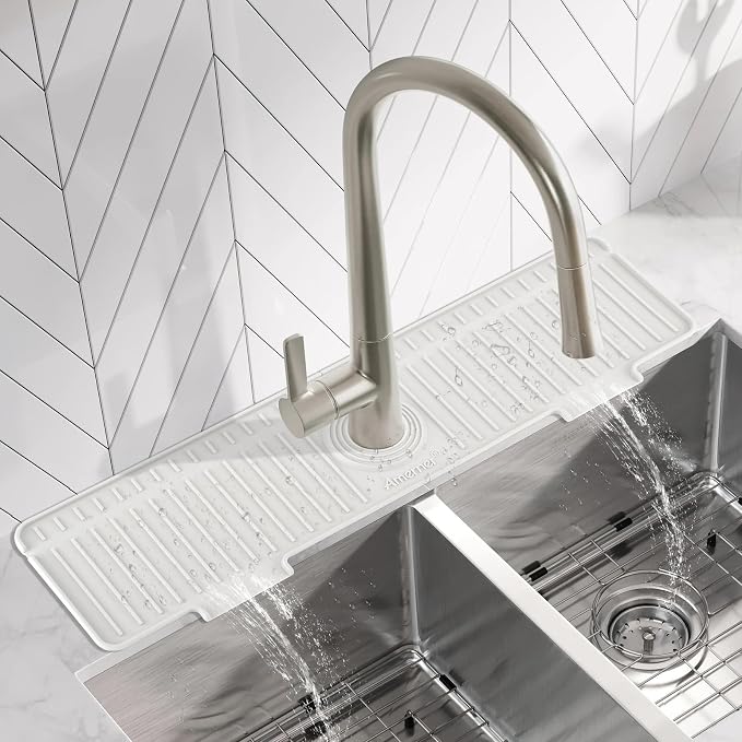 Kitchen Sink Splash Guard, 20IN Longer Silicone Faucet Guard & Draining Mat - Image 8