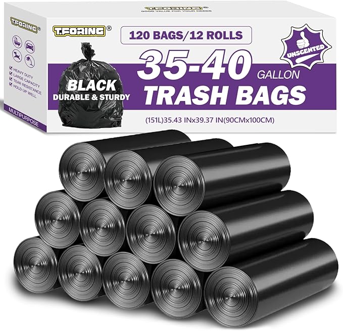 35-40 Gallon Trash Bags Unscented, Plastic Can Liners, Fit 112 by TFORING%C2%AE