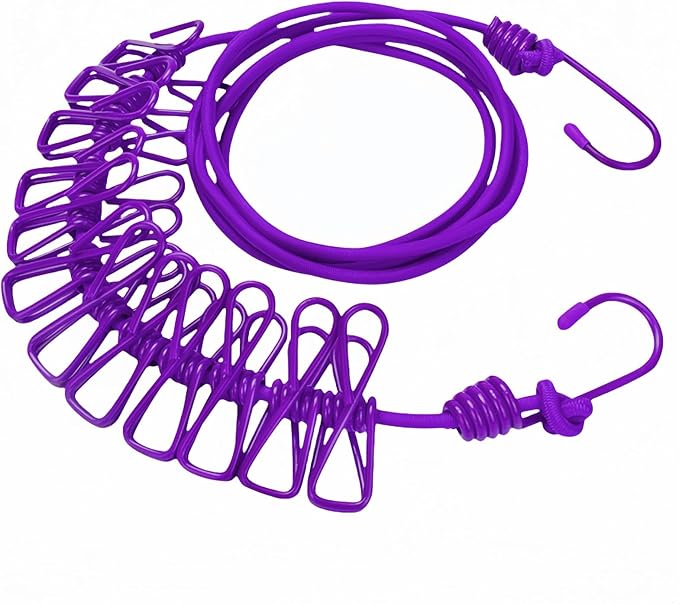 Portable Clothesline with 12 Clips by FANBODTA