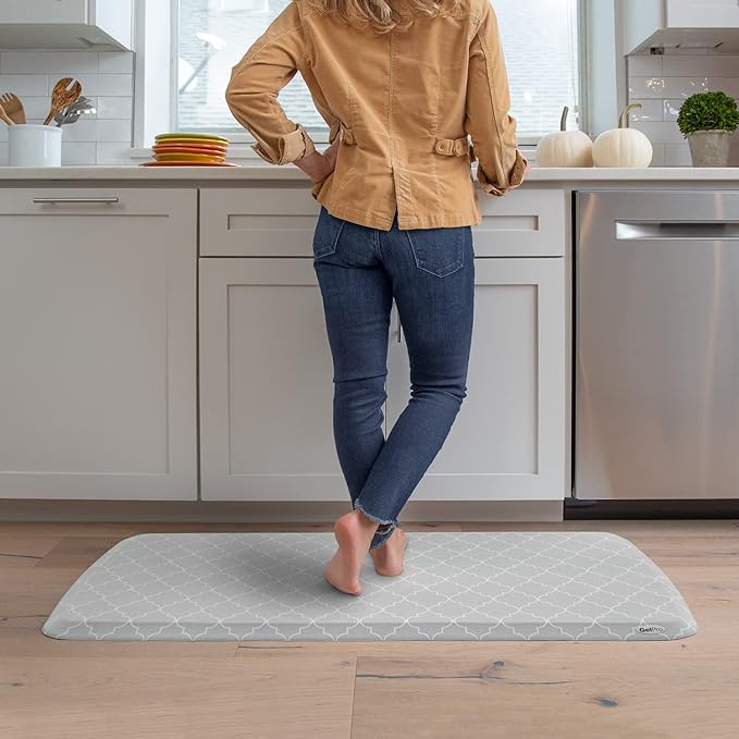 GelPro Elite Premier Anti-Fatigue Kitchen Comfort Floor Mat, 20x48, Lattice Light Grey Stain Resistant Surface with Therapeutic Gel and Energy-Return Foam for Health & Wellness