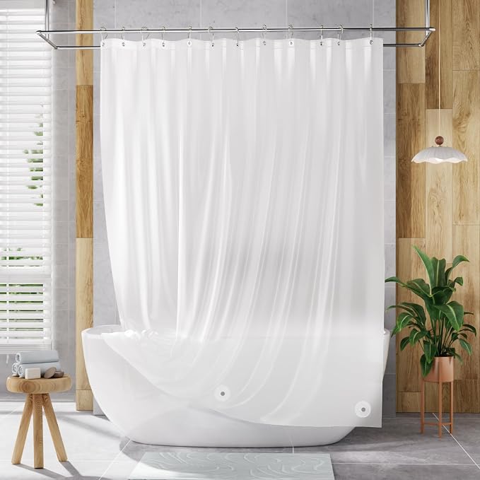AmazerBath Shower Liner, 72x78 Plastic Frosted Shower Curtain Liner, PEVA Cute - Image 7