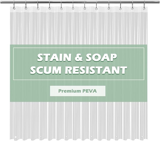EHZNZIE Crystal Clear Shower Curtain Liner 48x72, PEVA Waterproof Bath Curtain by EHZNZIE