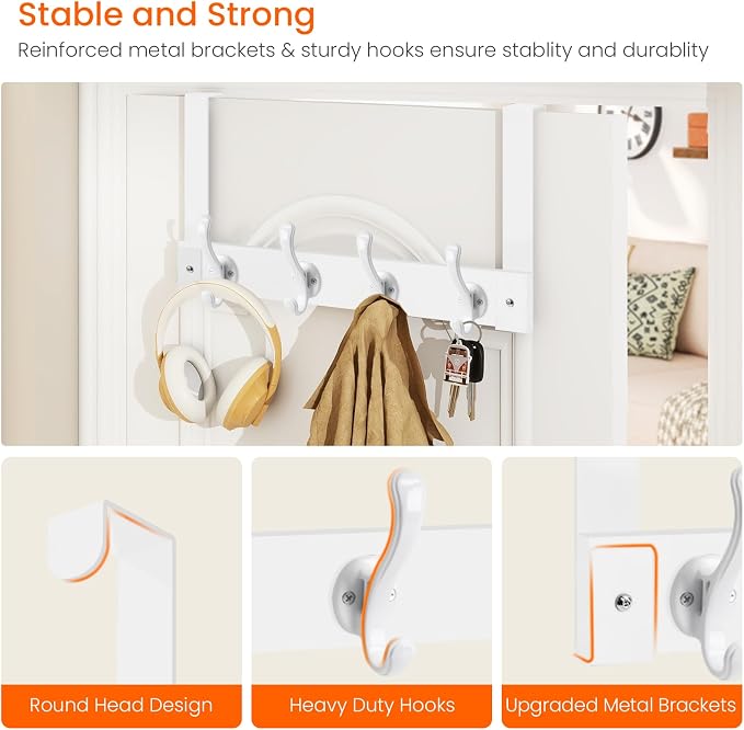 Over The Door Hooks Heavy Duty, Wood Over Door Hanger Hook, Over Door Towel Rack - Image 3