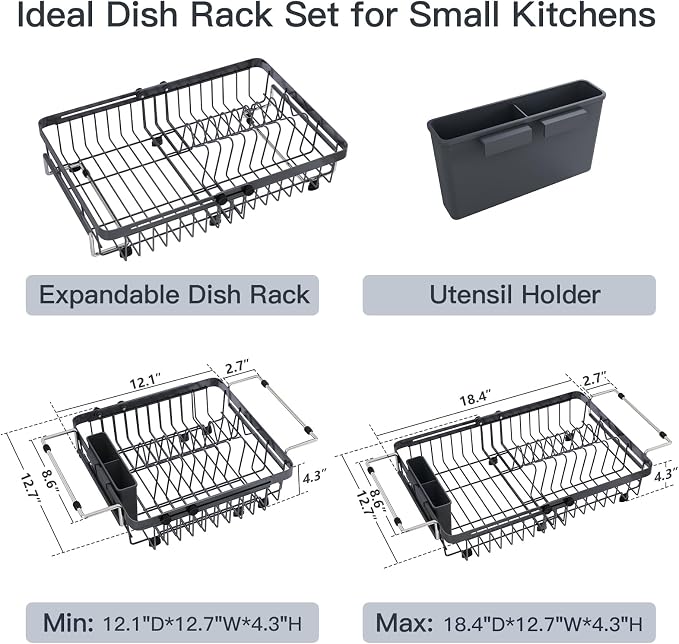 Grey Dish Drying Rack Over The Sink - Image 9