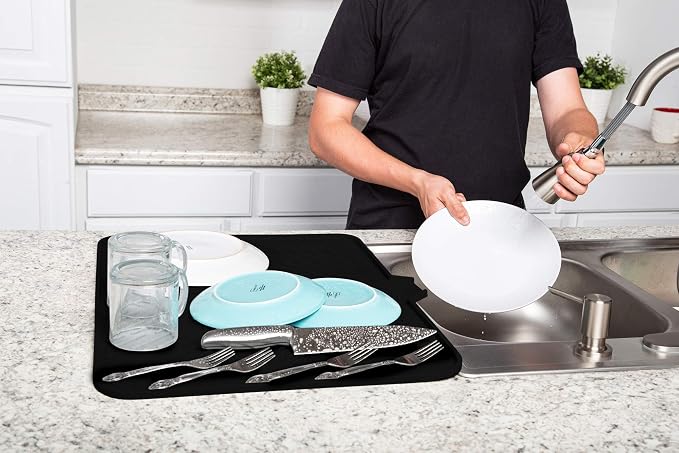 Silicone Dish Drying Mat with Built-in Drain Lip - Image 7