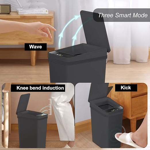 3 PACK - Bathroom Trash Can - 2.5 Gallon Automatic Trash Cans | Bedroom - Image 2