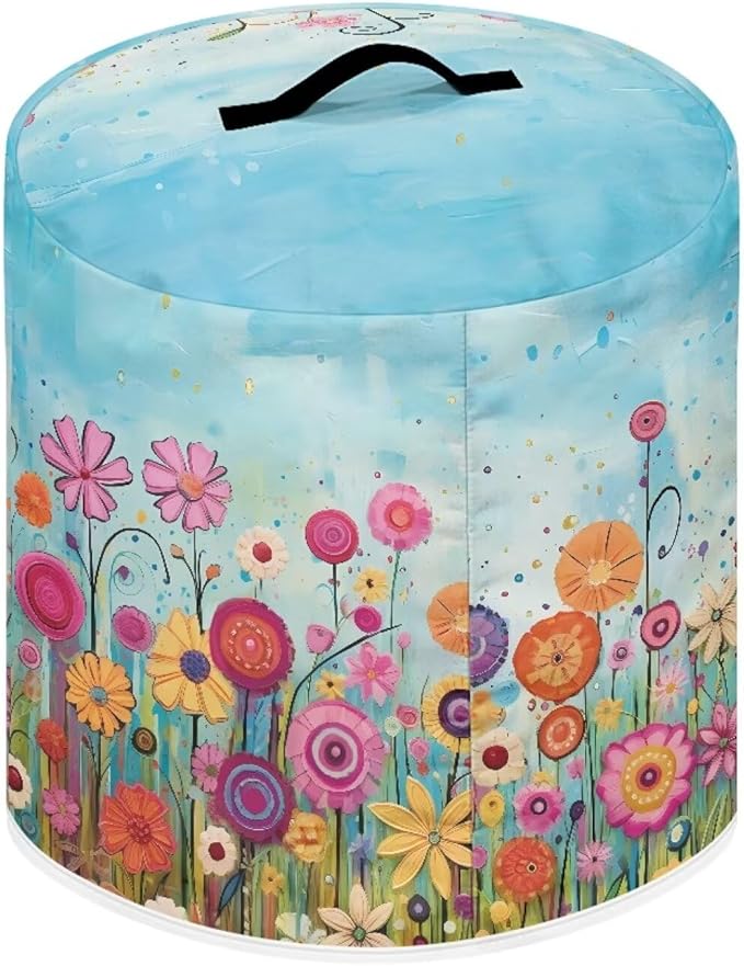 Air Fryer Cover Dust Cover, Easy to Clean Small Appliance Covers for 8 Quart Air Fryer & Pressure Cooker Kitchen Appliance Accessories with Pockets, Colorful Floral