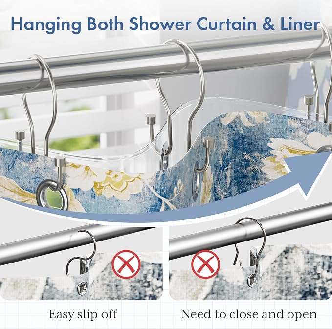 Bathway Shower Curtain Hooks, Metal Shower Curtain Hooks Rust Proof, Smooth - Image 4