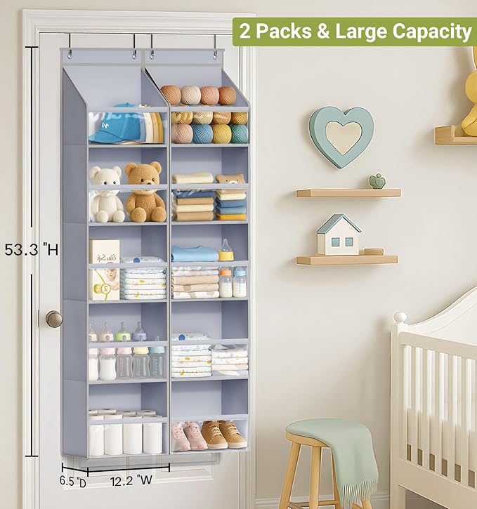 AOODA 4 Pack Over the Door Organizer, Large Capacity Closet Door Hanging - Image 2
