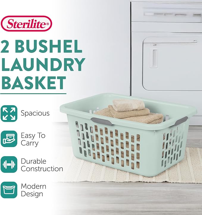 Sterilite Rectangular Laundry Basket, Plastic Clothes Hamper - Image 2