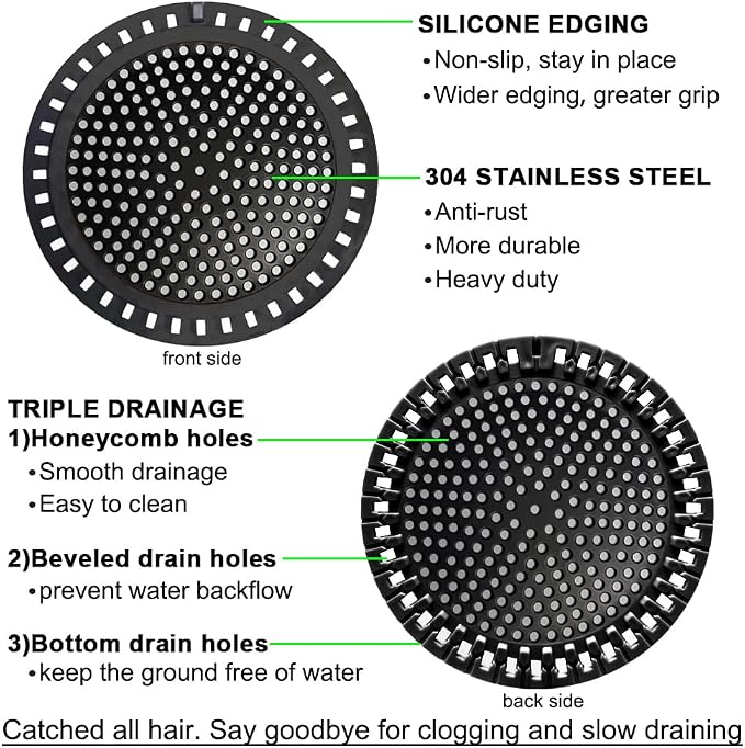 Seatery 2PCS Shower Hair Drain Catcher/Strainer/Cover/Filter/Trap, Hair Stopper - Image 5