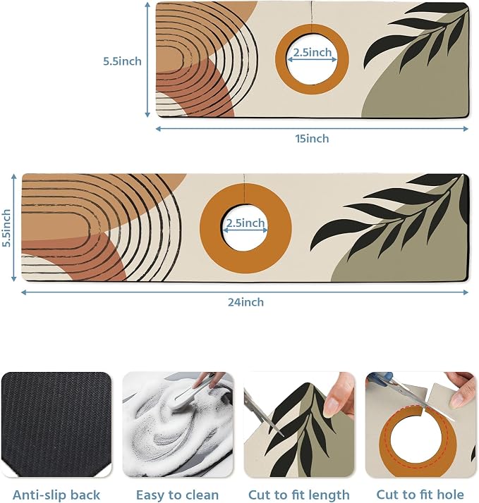 Patterned Sink Faucet Mat Kitchen Splash Guard Super Absorbent Drying Mat - Image 3