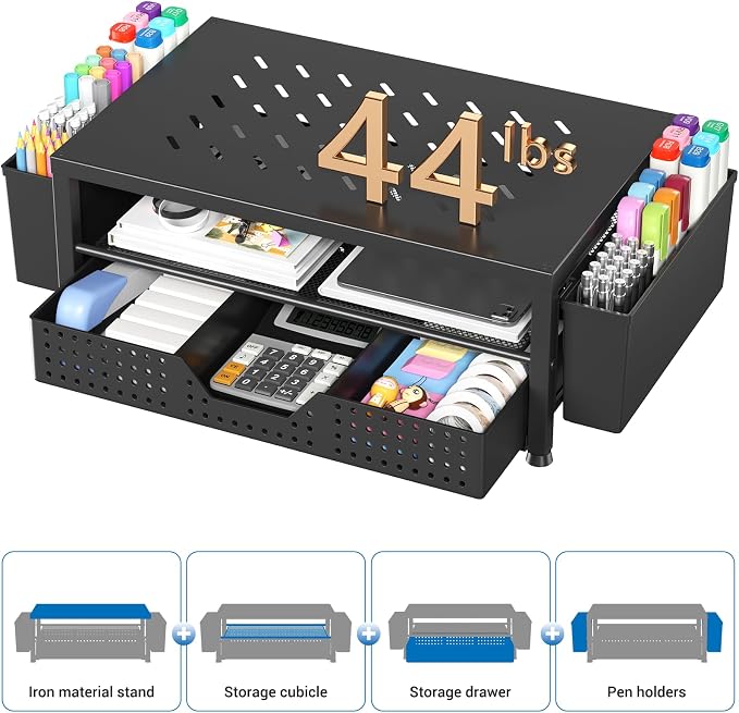 Desk Organizer and Accessories, 2-Tier Computer Monitor Stand Riser - Image 5