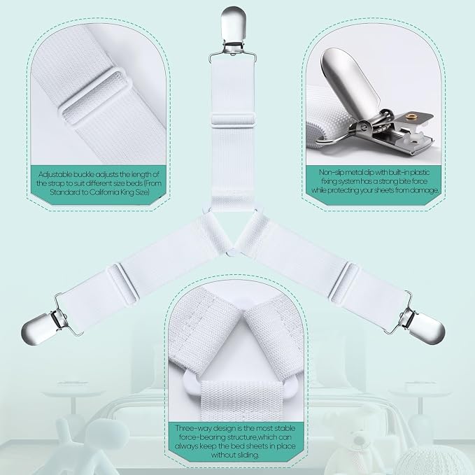 Bed Sheet Straps, Fitted Sheet Clips Sheet Straps, Say Goodbye to The Messy - Image 5