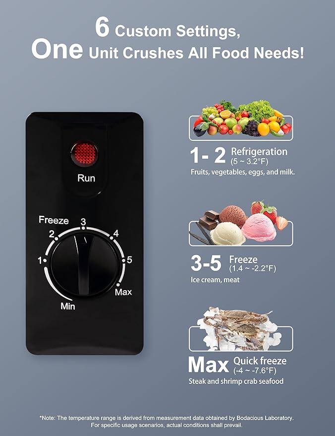 3.5 Cu.Ft Compact Chest Freezer, Energy Saving (0.36kWh/24H) & Ultra-Quiet (<40dB), with Removable Basket, 6-Temp, Manual Defrost Drain, Top Open Door Deep Freezer for Apartment, Dorm, Kitchen, Black