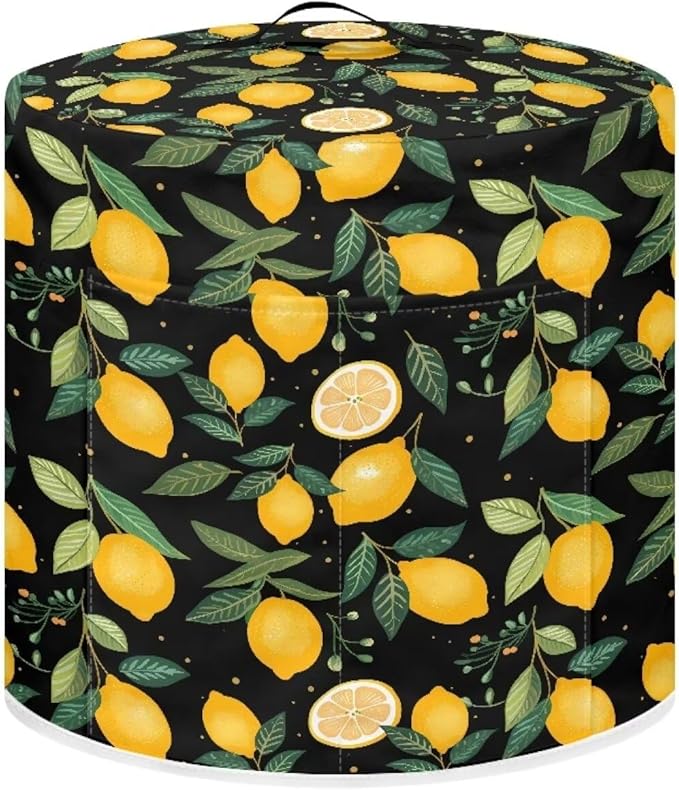 Lemon Print Air Fryer Cover Washable Pressure Cooker Dust Cover for 6 Qt Small Kitchen Appliance Cover with Top Handle Dust Protection Bread Cover for Home Decoration