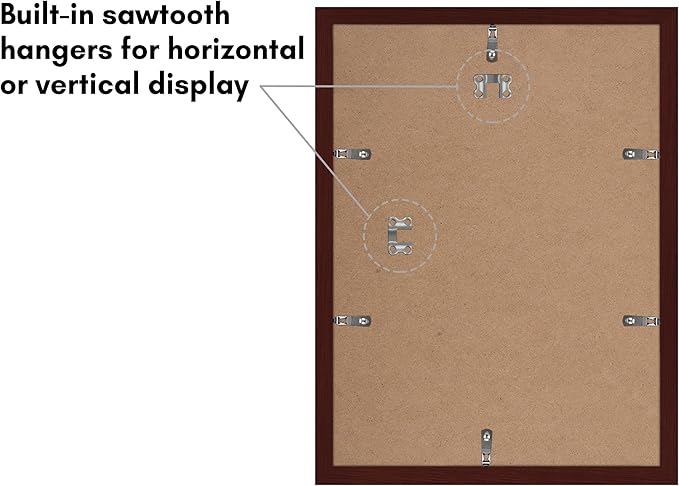 Americanflat 11x15 Picture Frame with Polished Plexiglass - Set of 5 - Use as 8x12 Frame with Mat or Display 11x15 Photo Without Mat - Galleria Collection - Picture Frames for Wall Display - Mahogany