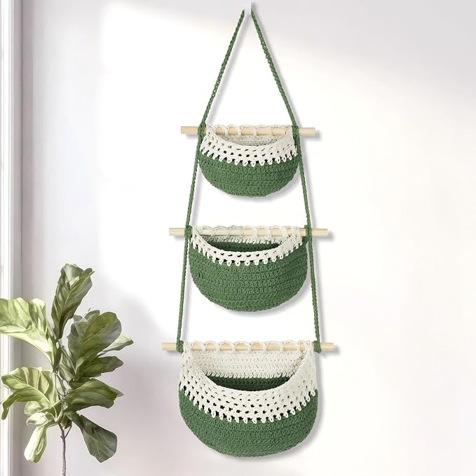 Boho Style Handwoven Rope Hanging Basket by GLDFI