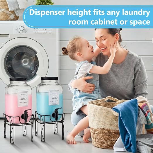FillTouch 2 Pack 1 Gallon/128 oz Glass Laundry Detergent Dispenser, 3.8 L - Image 6
