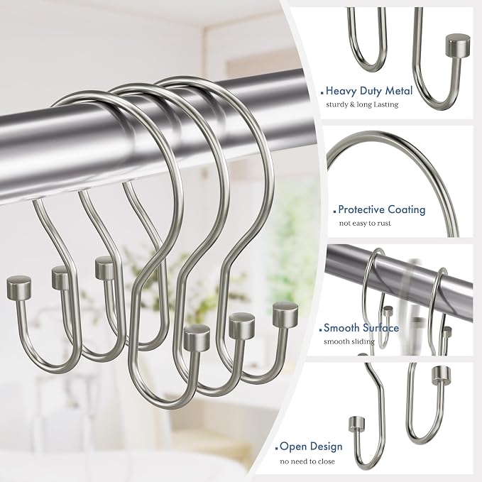 Bathway Shower Curtain Hooks Nickel Shower Curtain Rings - Image 2