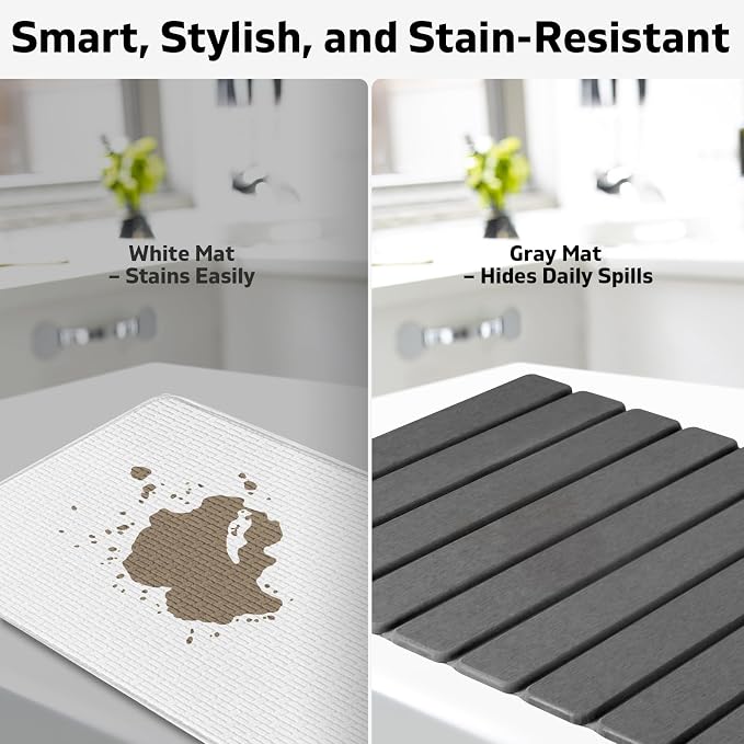 Foldable Stone Dish Drying Mat, 2 Pack Super Absorbent Diatomaceous Earth Bath - Image 5
