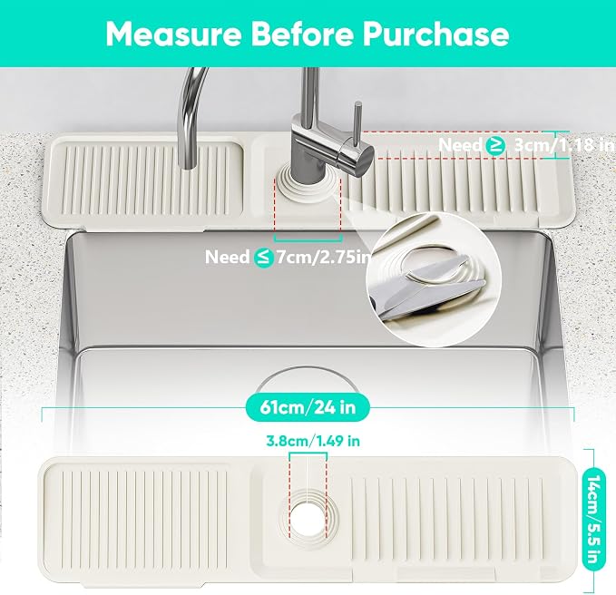 24'' Faucet Mat for Kitchen Sink Faucet Mat Kitchen Sink Splash Guard Silicone - Image 3