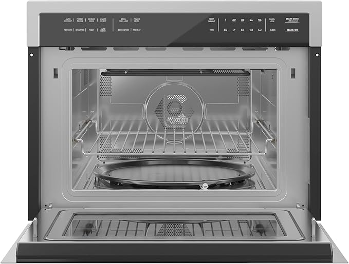 KoolMore 24 Inch Built-in Convection Oven and Microwave Combination with Broil, Soft Close Door, 1000 Watt Power, Stainless Steel Finish, Touch Control LCD Display (KM-CWO24-SS)