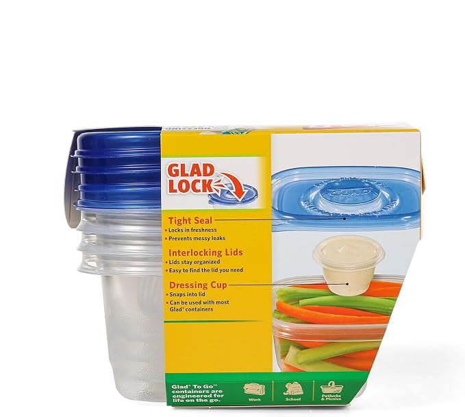 Glad GladWare To-Go Medium Rectangle Snack Containers, 24 Oz, tight seal - Image 4