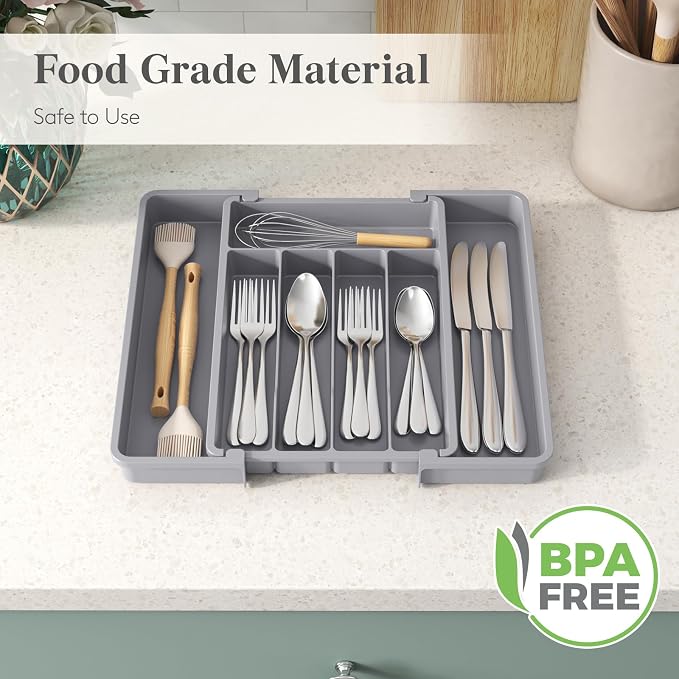 Lifewit Expandable Silverware Drawer Organizer, Kitchen Utensil Tray | BPA-free - Image 6