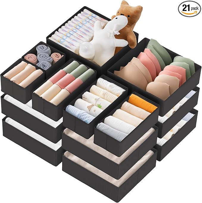 Drawer Organizer Clothes, 21 Pack Dresser Organizer by Criusia
