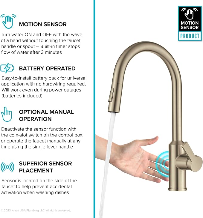 KRAUS Champagne Bronze Touchless Pull Down Faucet KSF-2830SFACB | Motion-sensor - Image 6