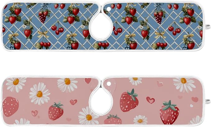Vintage Grid Strawberry Hearts Sink Mat by Tatenale