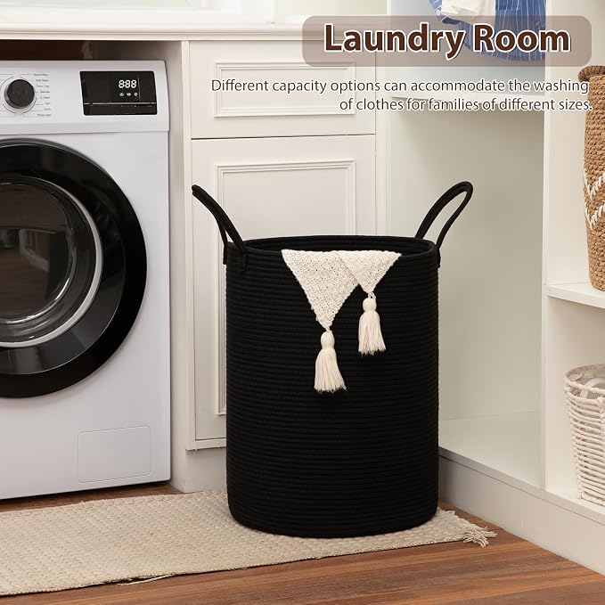 OIAHOMY 80L Nursery Hamper Laundry Basket Laundry Hamper Black - Image 4
