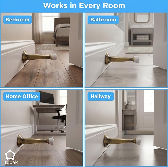 Liberty Premium Door Stop Metal Solid Rigid Door Stopper Brushed 3" - Image 3