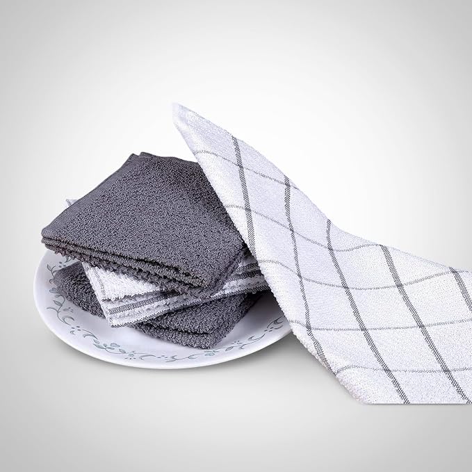 AMOUR INFINI Cotton Kitchen Dish Cloths Set of 8 – Highly Absorbent, Super Soft - Image 6