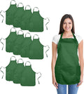 Apron Commercial Restaurant Home Bib Spun Poly Cotton Kitchen Aprons (2 Pockets) in Dark Green 12 Pack