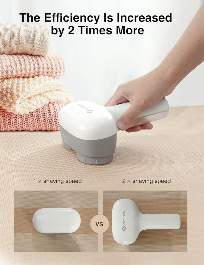 VASSON Fabric Shaver, Sweater Depiller & Pilling Remover | Dual-Head Design - Image 2