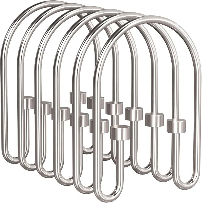 AmazerBath Shower Curtain Hooks, Nickel Double Hook Shower Curtain Hooks Rust by AmazerBath